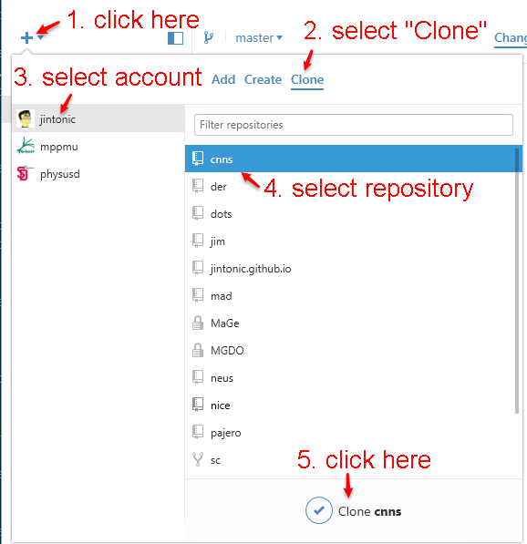 clone repository in GitHub for
Windows