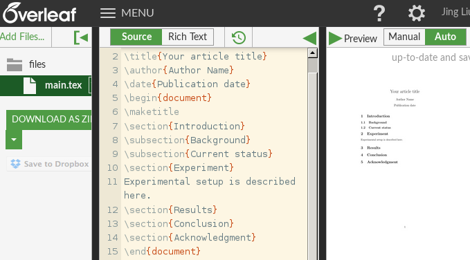 edit LaTeX in Overleaf